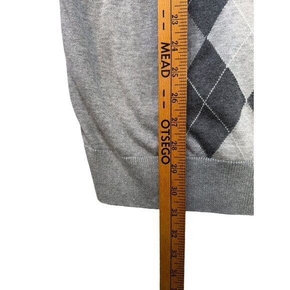 Claiborne Mens V-Neck Sweater XL Grey Argyle - Picture 6 of 8